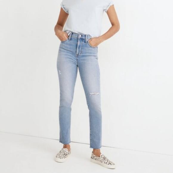 Madewell Denim - Madewell Petite Perfect Vintage Jeans Worn In Ripped Distressed Raw Hem 26P